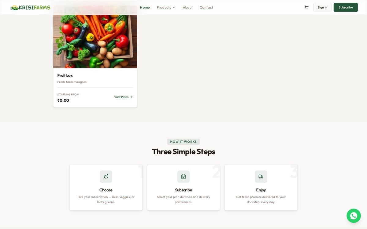Trust badges, product range and daily delivery blocks